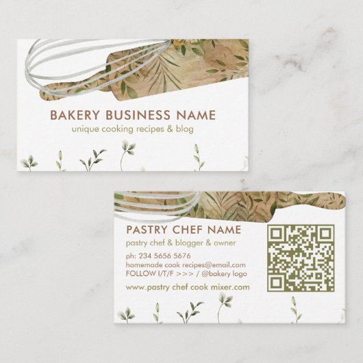 QR Code Gebak Chef Catering Cake Maker Visitekaartje (Voorkant / Achterkant)