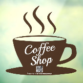 QR-code: gebarentaal koffiewinkel, café-vensterver Raamsticker (Vel 3)