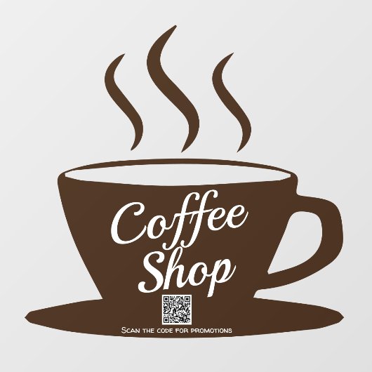 QR-code: gebarentaal koffiewinkel, café-vensterver Raamsticker (Vel)