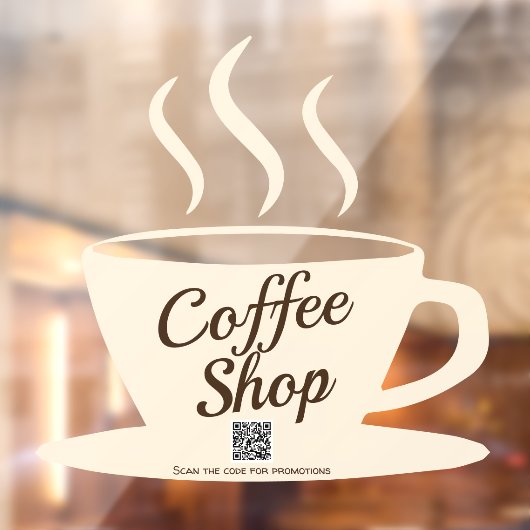 QR-code: gebarentaal koffiewinkel, café-vensterver Raamsticker (Vel 2)