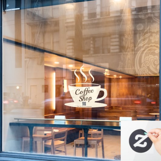 QR-code: gebarentaal koffiewinkel, café-vensterver Raamsticker (Cafe Raam)
