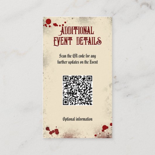 QR Code Gebeurtenis Details Halloween Romantisch D Informatiekaartje (Achterkant)