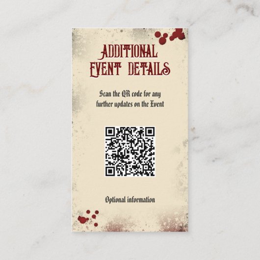 QR Code Gebeurtenis Details Website Dracula's Cast Informatiekaartje (Achterkant)