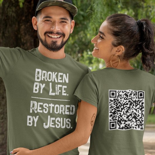 QR-code Gebroken Door Leven Hersteld Door Jezus Sc T-shirt