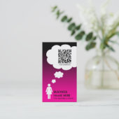 qr code gedachtenbel (roze vervagen) visitekaartje (Staand voorkant)