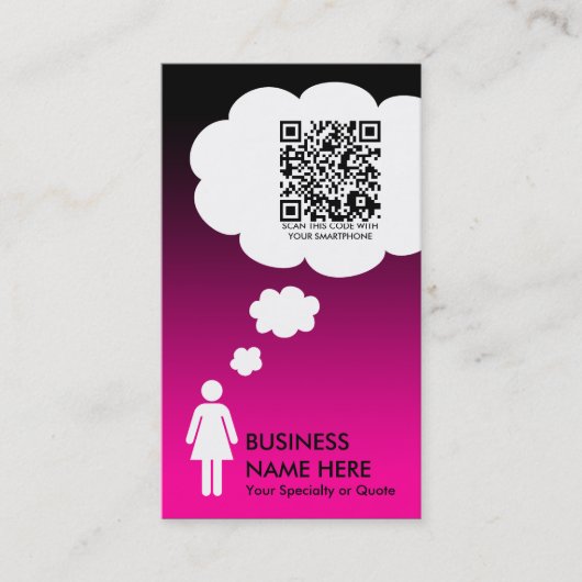 qr code gedachtenbel (roze vervagen) visitekaartje (Voorkant)