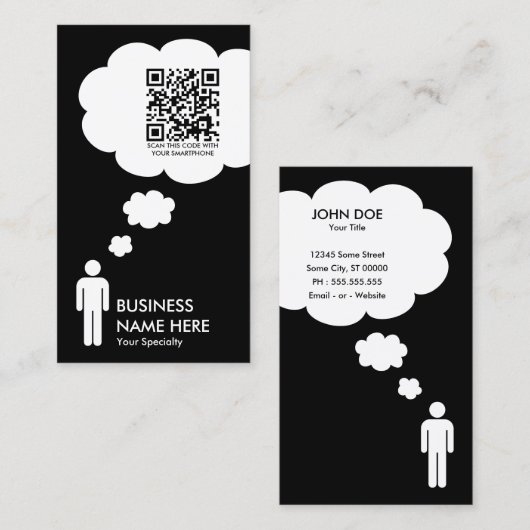 QR-code gedachtenbubbel Visitekaartje (Voorkant / Achterkant)