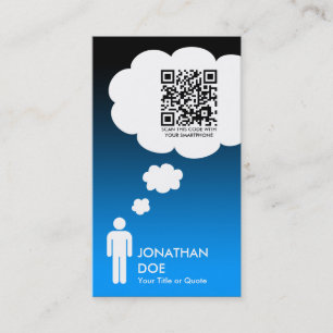 qr code gedachtenbubble (mannetjesstokfiguur) visitekaartje
