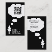qr code gedachtenbubble (vrouw stick figuur) visitekaartje (Voorkant / Achterkant)