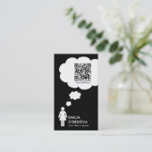 qr code gedachtenbubble (vrouw stick figuur) visitekaartje (Staand voorkant)