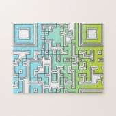QR-code - Geel Aqua Jigzaag Puzzle Legpuzzel (Horizontaal)