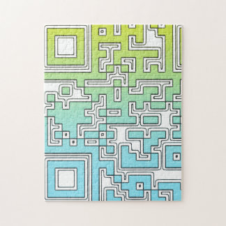 QR-code - Geel Aqua Jigzaag Puzzle Legpuzzel
