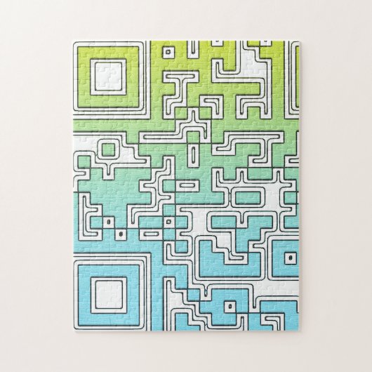 QR-code - Geel Aqua Jigzaag Puzzle Legpuzzel (Verticaal)