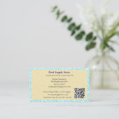 QR Code Geel Blauw Zwembad Aannemer Visitekaartje (Staand voorkant)