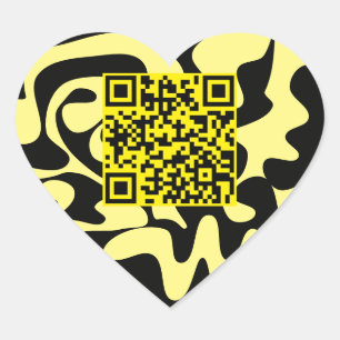 QR-code geel en zwart groovy krabbelt Hart Sticker