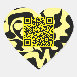 QR-code geel en zwart groovy krabbelt Hart Sticker