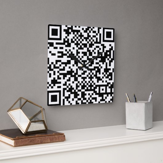 Qr-code (geen cijfers) vierkante klok (Kantoor)