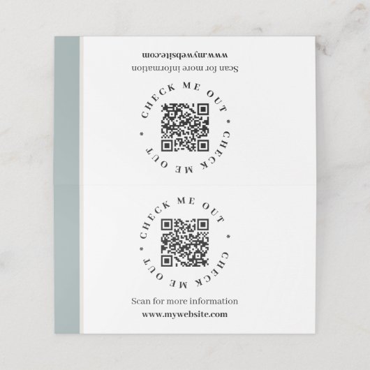 QR-code gegenereerde informatie Gevouwen bureaubor Plaatskaartje (Buitenkant ongevouwen)