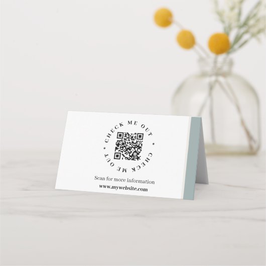 QR-code gegenereerde informatie Gevouwen bureaubor Plaatskaartje (Achterkant)