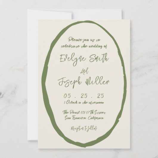 QR-code geïllustreerde handgetekende foto bruiloft Kaart (Voorkant)