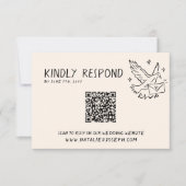 QR-code geïllustreerde retro handgeschreven leuke RSVP Kaartje (Voorkant)