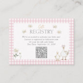 QR Code Gekke Gans Roze Bow Gift Registry Douche Informatiekaartje (Voorkant)