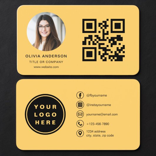QR-code Gele Foto Visitekaartje