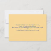 QR Code Gele Streep Blauw Bloemen Huwelijk QR RSVP (Achterkant)