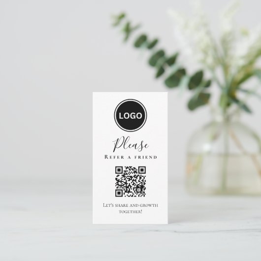 QR-code Gelieve een vriend door te verwijzen Visitekaartje (Staand voorkant)