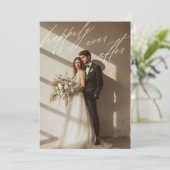 QR-code gelukkig ooit na fotoscript bruiloft Aankondiging (Staand voorkant)