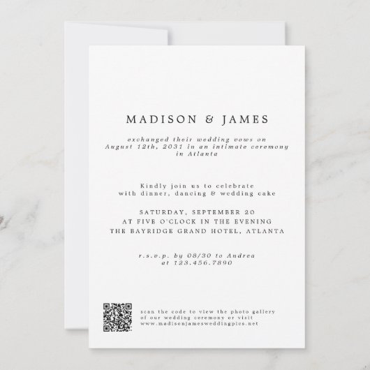 QR-code gelukkig ooit na fotoscript bruiloft Aankondiging (Achterkant)