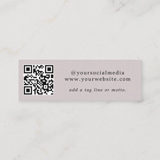 QR-code Gemuteerde roze sociale media Mini Visitekaartje (Achterkant)