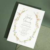 QR Code Genderneutraal Wildflower Baby shower Kaart