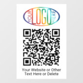 QR Code Generator & Business Logo Eenvoudig wit Raamsticker (Vel)