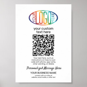 QR Code Generator & Business Logo Minimalist Wit Poster