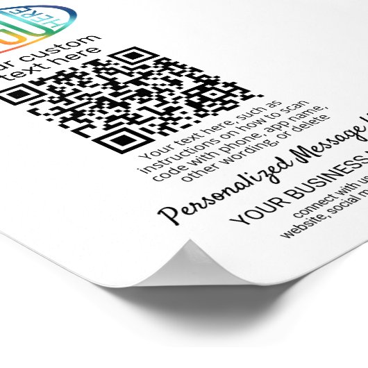 QR Code Generator & Business Logo Minimalist Wit Poster (Hoek)
