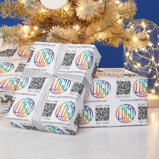 QR Code Generator & Business Logo Modern Promo Cadeaupapier (Feestdagen)