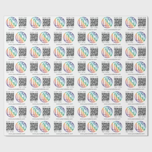 QR Code Generator & Business Logo Modern Promo Cadeaupapier (Vlak)