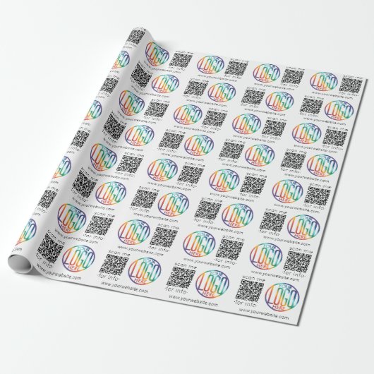 QR Code Generator & Business Logo Modern Promo Cadeaupapier (Uitgerold)
