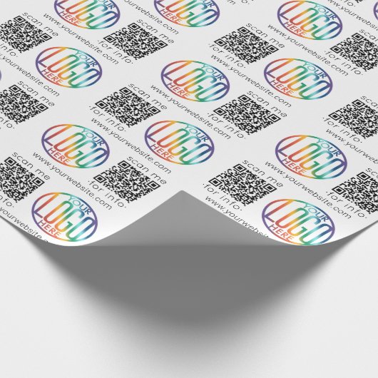 QR Code Generator & Business Logo Modern Promo Cadeaupapier (Hoek)