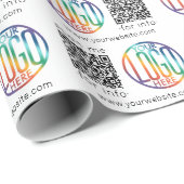 QR Code Generator & Business Logo Modern Promo Cadeaupapier (Rol Hoek)