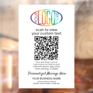 QR Code Generator & Business Logo Modern Wit Raamsticker