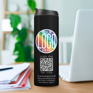 QR Code Generator Business Logo Promotional Black Thermosbeker