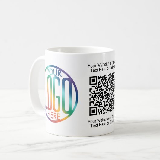 QR Code Generator en uw Logo Business Promotional Koffiemok (Voorkant links)