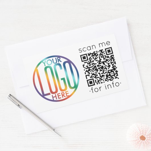 QR Code Generator en uw Logo Business Promotional Rechthoekige Sticker (Envelop)