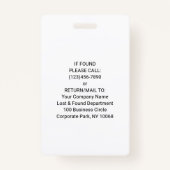 QR Code Generator en uw Logo, naam en titel ID Badge (Achterkant)