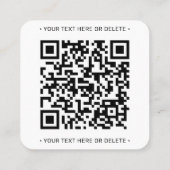 QR Code Generator & Logo Modern Minimalistisch Wit Vierkante Visitekaartje (Achterkant)