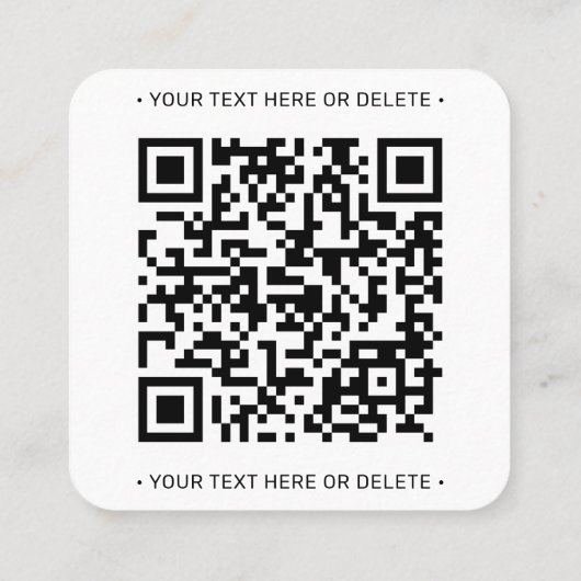 QR Code Generator & Logo Modern Minimalistisch Wit Vierkante Visitekaartje (Achterkant)