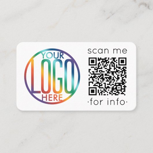QR Code Generator & Logo Modern Minimalistisch Wit Visitekaartje (Voorkant)