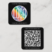QR Code Generator & Logo Modern Minimalistisch Zwa Vierkante Visitekaartje (Voorkant / Achterkant)